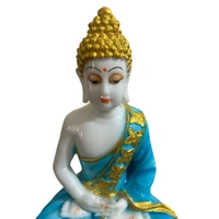 Big Sitting Buddha Vastu I Fengshui I Statue I  I Home Temple Dcor I Decorative I Showpiece (White& Blue, 10-Inch) - 10 inch