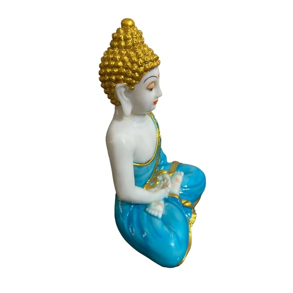 Big Sitting Buddha Vastu I Fengshui I Statue I  I Home Temple Dcor I Decorative I Showpiece (White& Blue, 10-Inch) - 10 inch