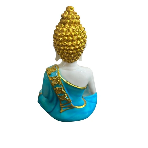 Big Sitting Buddha Vastu I Fengshui I Statue I  I Home Temple Dcor I Decorative I Showpiece (White& Blue, 10-Inch) - 10 inch