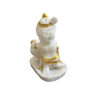 White Marble Look Baby Krishna - 5x4 inch, White & Golden