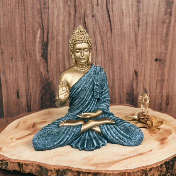 Resin Home Decor Buddha Idol For Living Room - 15 inch, Multi