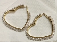 Hot Hearty Hoops with White Pearls