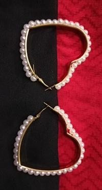 Hot Hearty Hoops with White Pearls