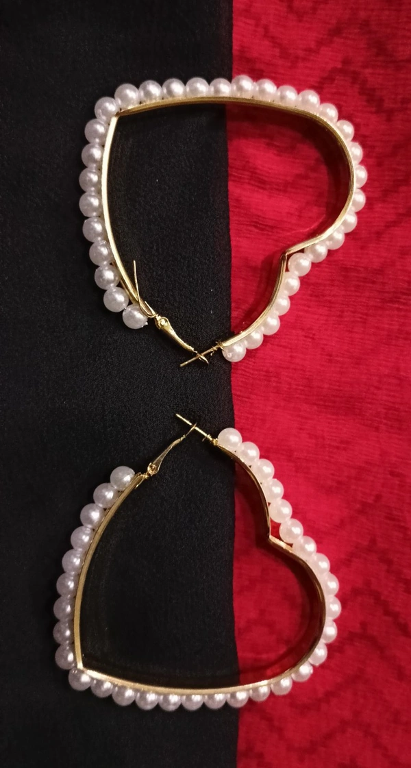 Hot Hearty Hoops with White Pearls