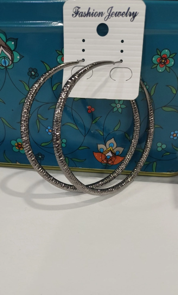 Dark Gray Glittery Hoops