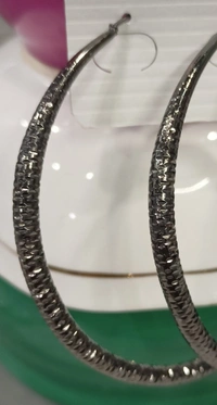 Dark Gray Glittery Hoops