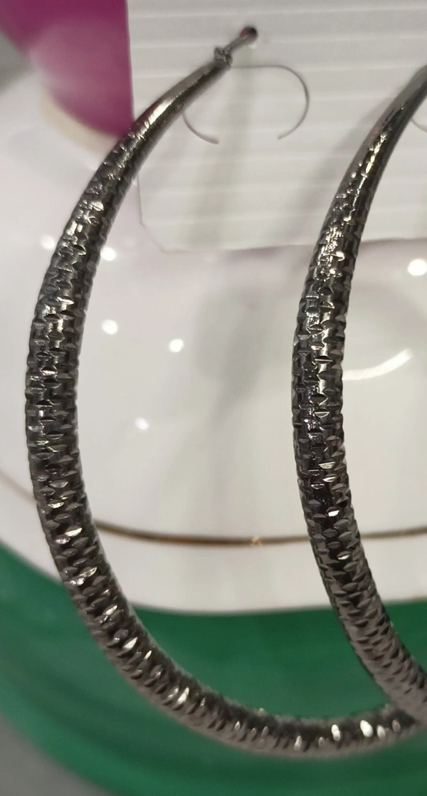 Dark Gray Glittery Hoops