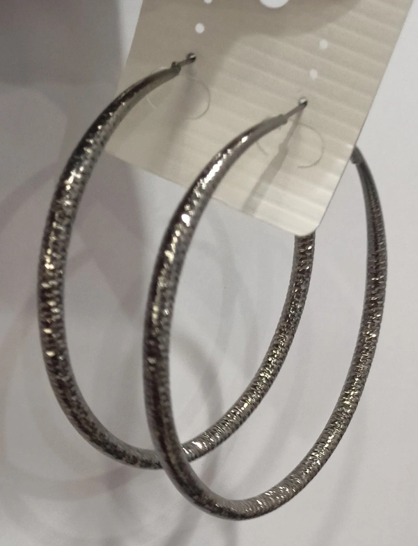 Dark Gray Glittery Hoops