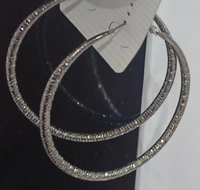 Dark Gray Glittery Hoops