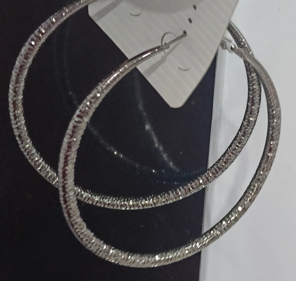 Dark Gray Glittery Hoops