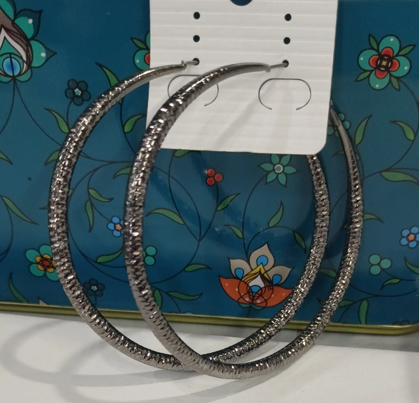 Dark Gray Glittery Hoops