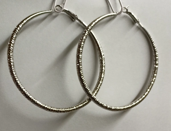 Gray Glittery Hoops