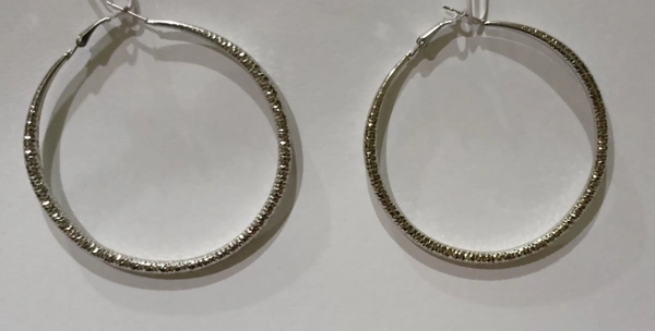 Gray Glittery Hoops