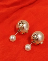 Nikke Tops Vadde Pench (Plain pearl studs with Starry Ear-Back)