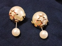 Nikke Tops Vadde Pench (Plain pearl studs with Starry Ear-Back)