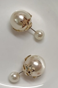 Nikke Tops Vadde Pench (Plain pearl studs with Starry Ear-Back)