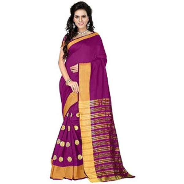IMT Embroidered Polycotton Saree With Blouse - Blue, Black, Green
