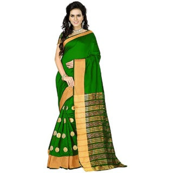 IMT Embroidered Polycotton Saree With Blouse - Blue, Black, Green