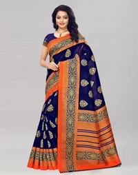Printed,, Cotton Silk Saree  (Red, White) 