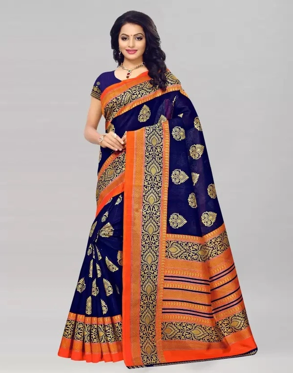 Printed,, Cotton Silk Saree  (Red, White) 