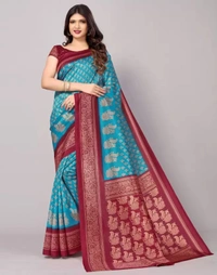 Printed,, Cotton Silk Saree  (Red, White) 