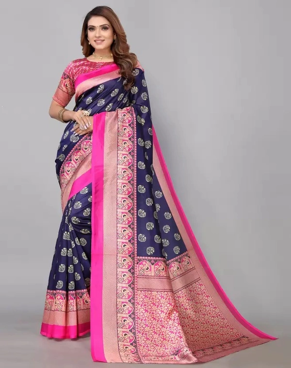 Printed,, Cotton Silk Saree  (Red, White) 
