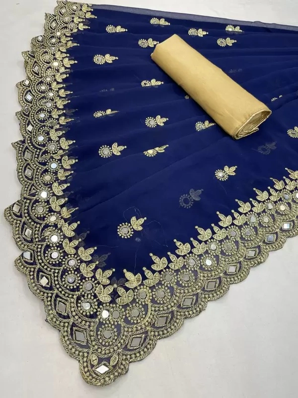 Bollywood Georgette Saree  (White) ( IMT )