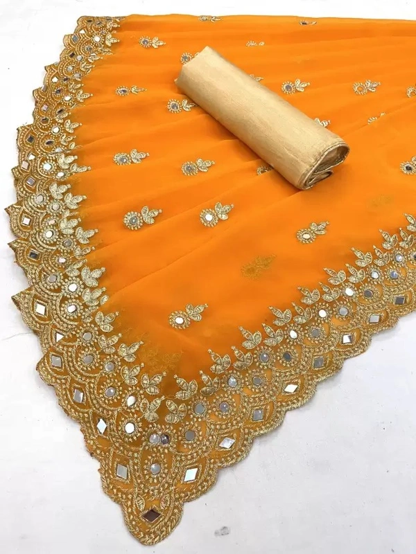 Bollywood Georgette Saree  (White) ( IMT )