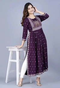 Women Printed Viscose Rayon A-line Kurta ( imt )