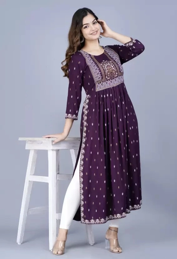 Women Printed Viscose Rayon A-line Kurta ( imt )