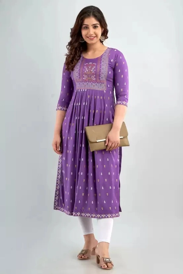 Women Printed Viscose Rayon A-line Kurta ( imt )