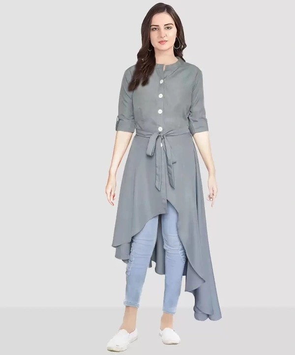 Women Solid Crepe Frontslit Kurta ( imt )
