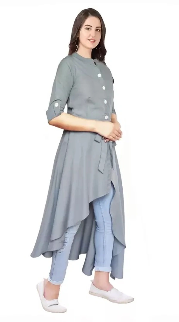 Women Solid Crepe Frontslit Kurta ( imt )