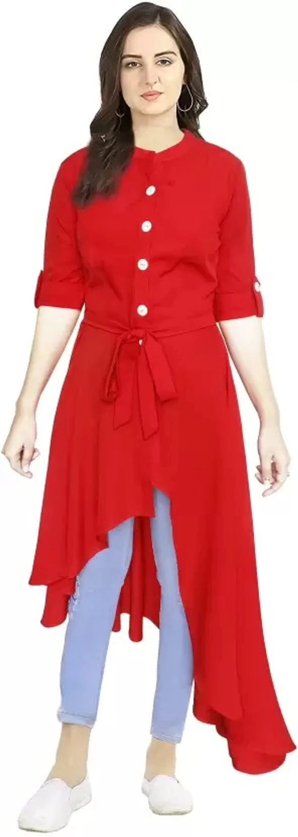 Women Solid Crepe Frontslit Kurta ( imt )