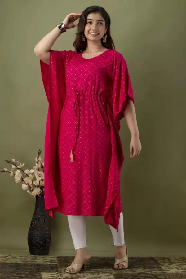 Women Printed Viscose Rayon Kaftan Kurta  ( imt )
