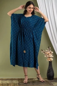 Women Printed Viscose Rayon Kaftan Kurta  ( imt )