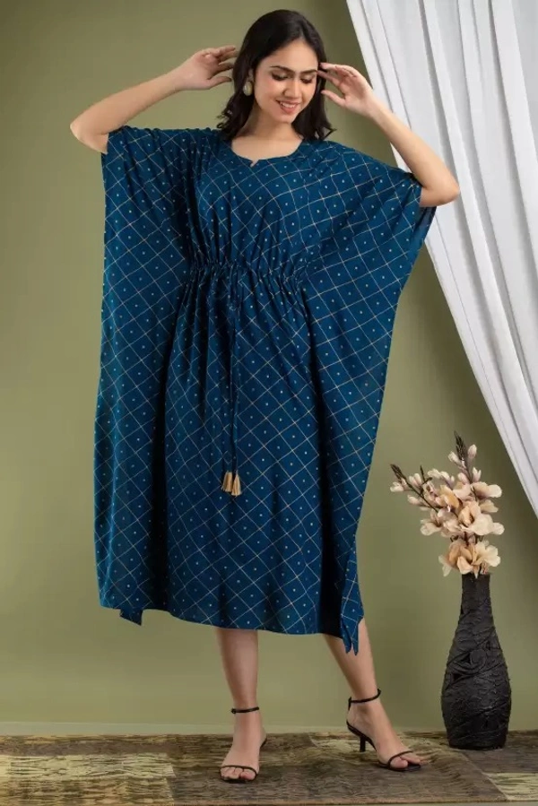Women Printed Viscose Rayon Kaftan Kurta  ( imt )