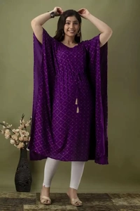 Women Printed Viscose Rayon Kaftan Kurta  ( imt )
