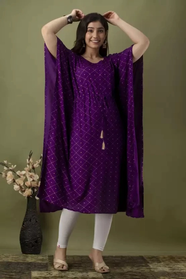 Women Printed Viscose Rayon Kaftan Kurta  ( imt )