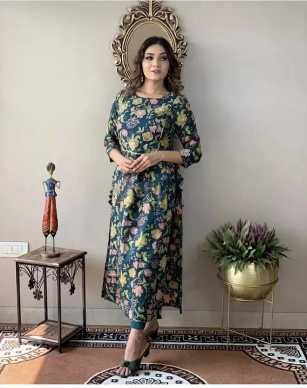 Women Printed Viscose Rayon Straight Kurta ( imt )