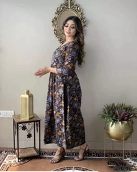 Women Printed Viscose Rayon Straight Kurta ( imt )