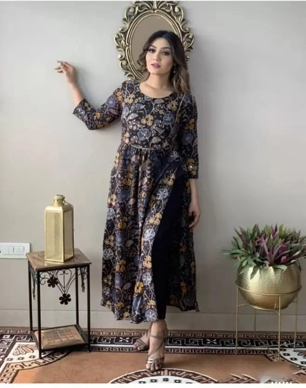 Women Printed Viscose Rayon Straight Kurta ( imt )