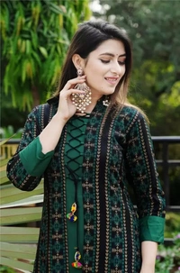 Women Printed Cotton Rayon Anarkali Kurta   ( imt )