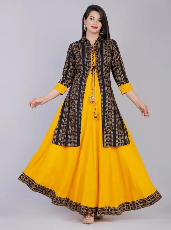 Women Printed Cotton Rayon Anarkali Kurta   ( imt )