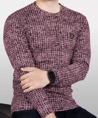 Men Checkered Round Neck Poly Cotton Grey T-Shirt ( imt )