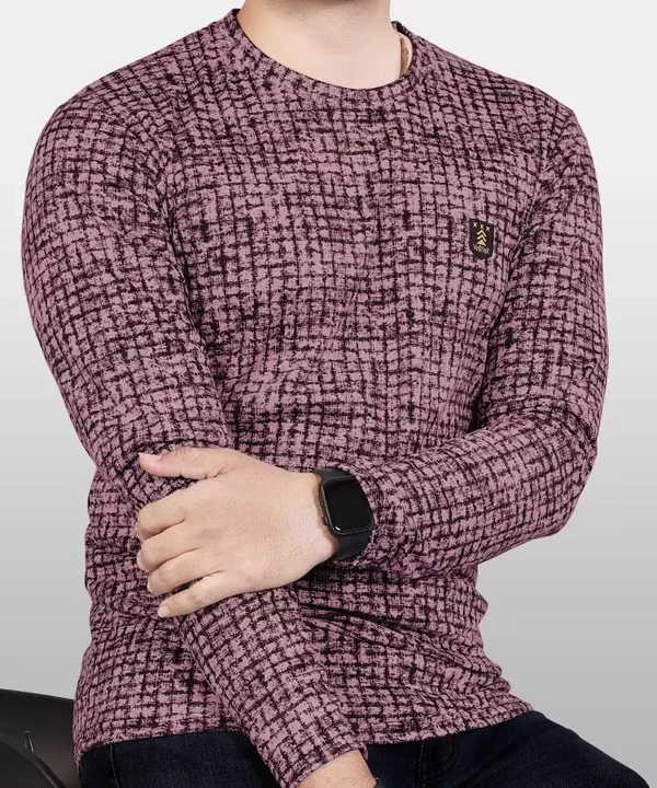 Men Checkered Round Neck Poly Cotton Grey T-Shirt ( imt )