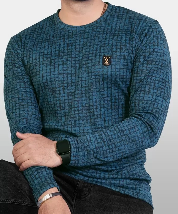 Men Checkered Round Neck Poly Cotton Grey T-Shirt ( imt )