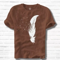 Men Printed Round Neck Cotton Blend Orange T-Shirt ( imt )