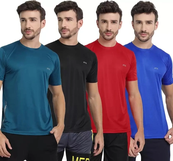 Round Neck Polyester Multicolor T-Shirt ( imt )