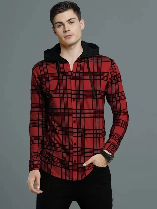 Men Checkered Hooded Neck Cotton Blend ( imt )